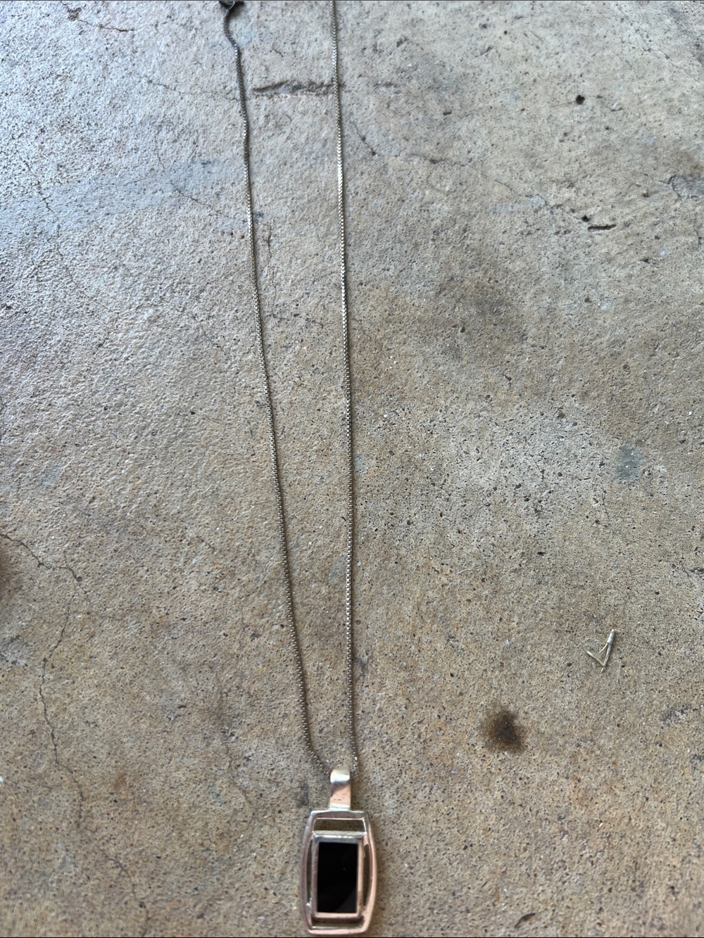 Sterling-Silver Pendant Necklace with Black Stone